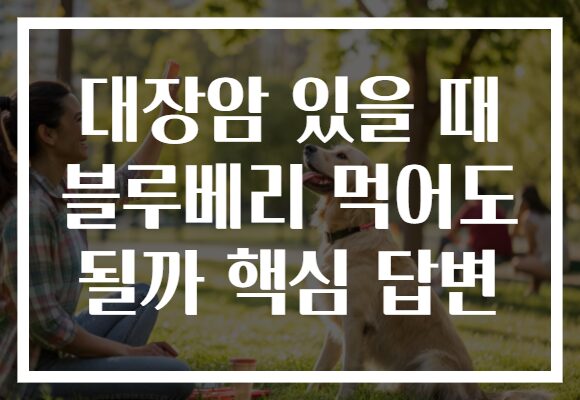 대장암 있을 때 블루베리 먹어도 될까 핵심 답변