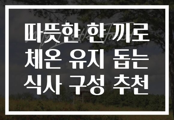 따뜻한 한 끼로 체온 유지 돕는 식사 구성 추천