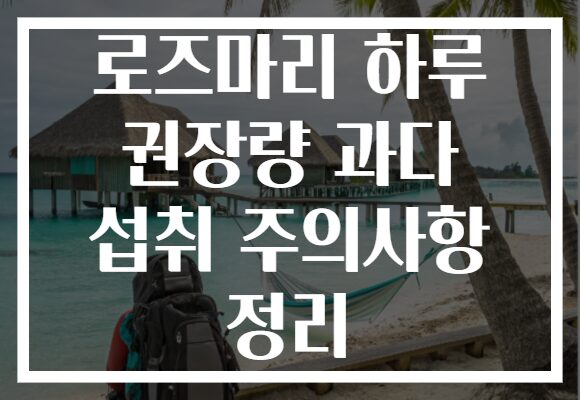 로즈마리 하루 권장량 과다 섭취 주의사항 정리