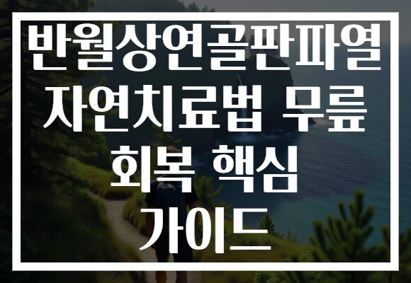 반월상연골판파열 자연치료법 무릎 회복 핵심 가이드