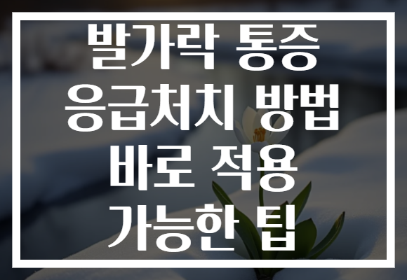 발가락 통증 응급처치 방법 바로 적용 가능한 팁