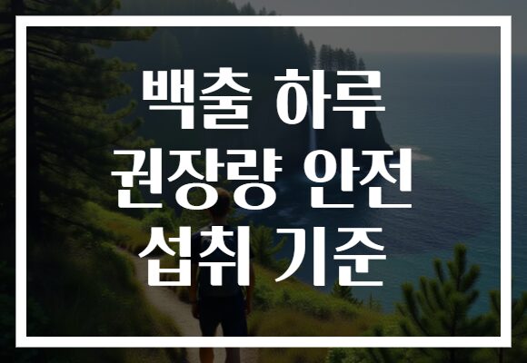 백출 하루 권장량 안전 섭취 기준