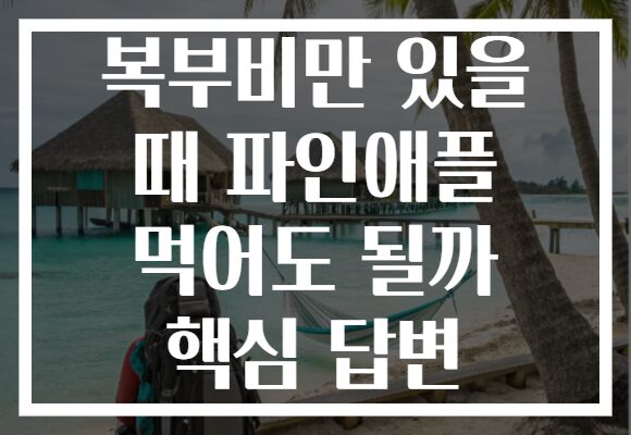 복부비만 있을 때 파인애플 먹어도 될까 핵심 답변