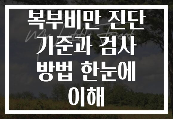 복부비만 진단 기준과 검사 방법 한눈에 이해