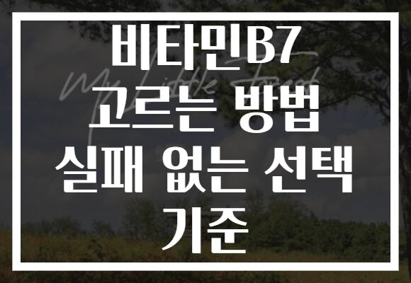 비타민B7 고르는 방법 실패 없는 선택 기준