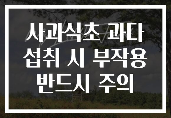사과식초 과다 섭취 시 부작용 반드시 주의