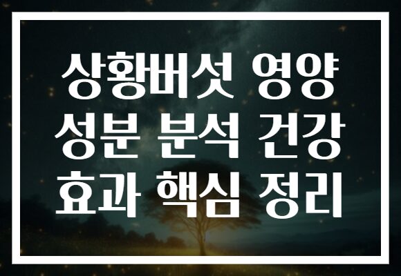 상황버섯 영양 성분 분석 건강 효과 핵심 정리