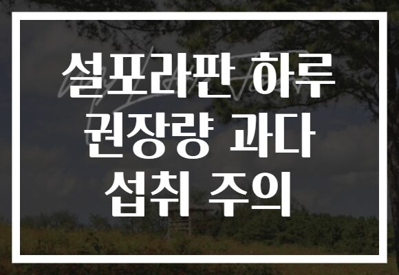 설포라판 하루 권장량 과다 섭취 주의