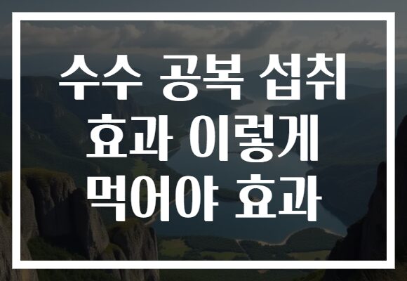 수수 공복 섭취 효과 이렇게 먹어야 효과