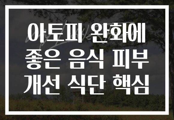 아토피 완화에 좋은 음식 피부 개선 식단 핵심