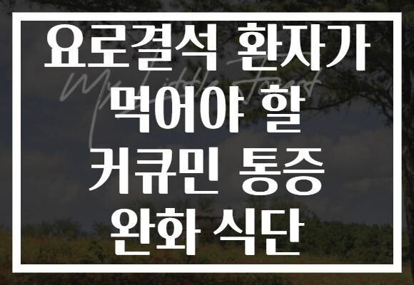 요로결석 환자가 먹어야 할 커큐민 통증 완화 식단