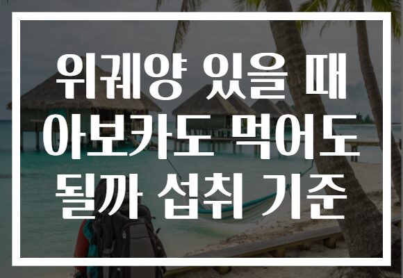 위궤양 있을 때 아보카도 먹어도 될까 섭취 기준