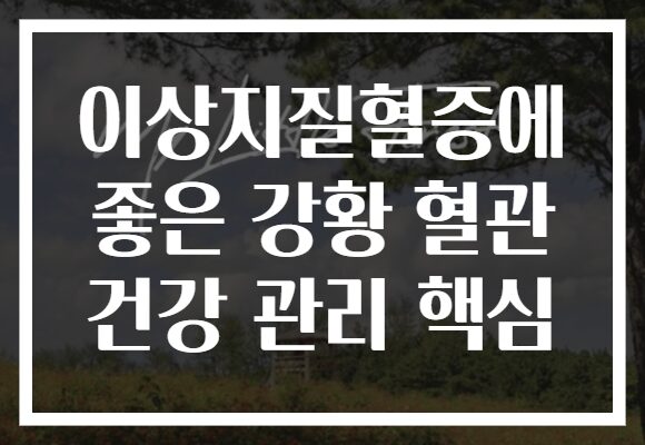 이상지질혈증에 좋은 강황 혈관 건강 관리 핵심