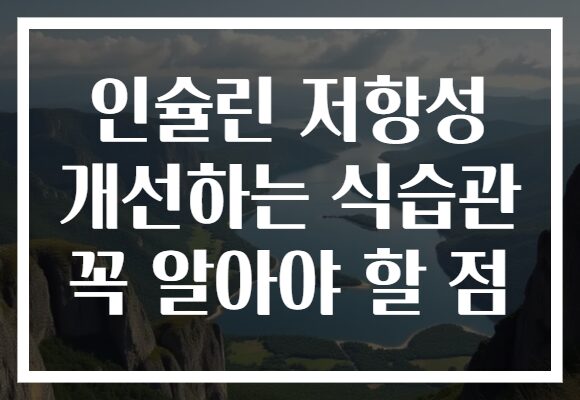 인슐린 저항성 개선하는 식습관 꼭 알아야 할 점