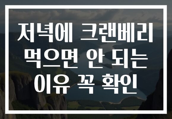 저녁에 크랜베리 먹으면 안 되는 이유 꼭 확인