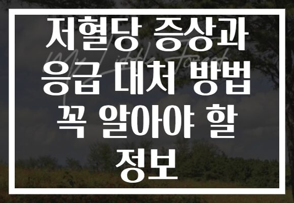 저혈당 증상과 응급 대처 방법 꼭 알아야 할 정보