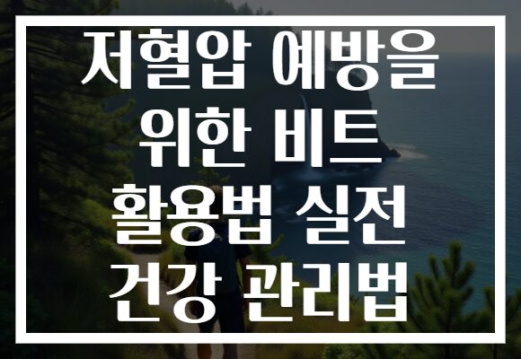 저혈압 예방을 위한 비트 활용법 실전 건강 관리법