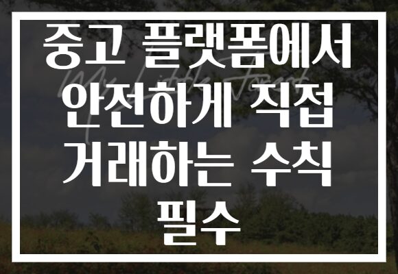 중고 플랫폼에서 안전하게 직접 거래하는 수칙 필수