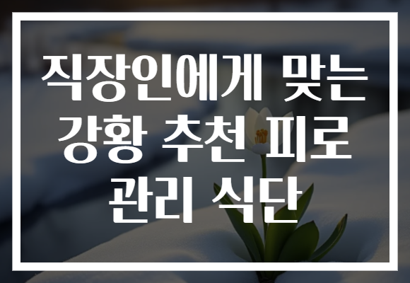 직장인에게 맞는 강황 추천 피로 관리 식단