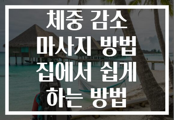 체중 감소 마사지 방법 집에서 쉽게 하는 방법