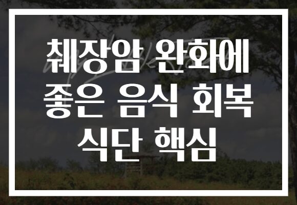 췌장암 완화에 좋은 음식 회복 식단 핵심