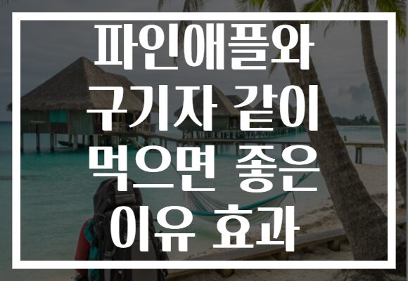 파인애플와 구기자 같이 먹으면 좋은 이유 효과