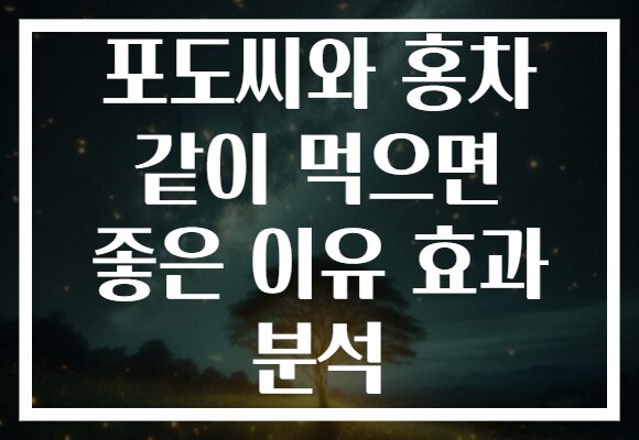 포도씨와 홍차 같이 먹으면 좋은 이유 효과 분석