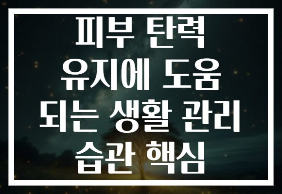 피부 탄력 유지에 도움 되는 생활 관리 습관 핵심