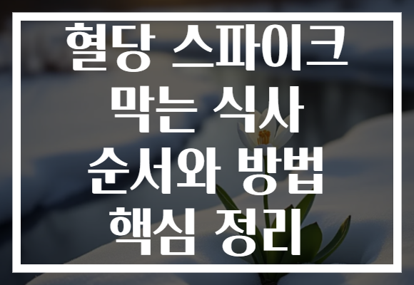 혈당 스파이크 막는 식사 순서와 방법 핵심 정리