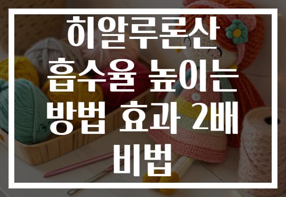 히알루론산 흡수율 높이는 방법 효과 2배 비법