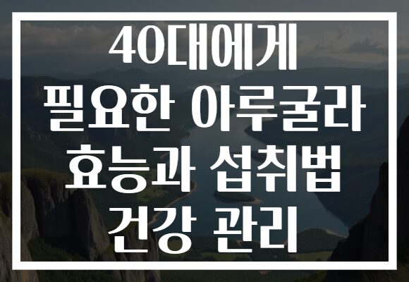 40대에게 필요한 아루굴라 효능과 섭취법 건강 관리
