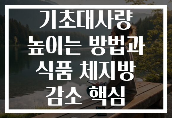 기초대사량 높이는 방법과 식품 체지방 감소 핵심