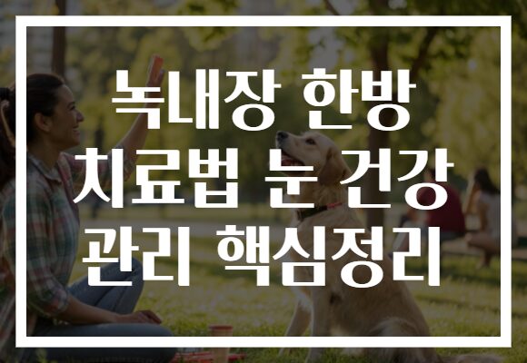 녹내장 한방 치료법 눈 건강 관리 핵심정리