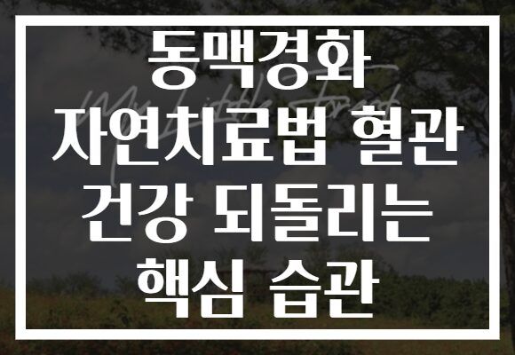 동맥경화 자연치료법 혈관 건강 되돌리는 핵심 습관