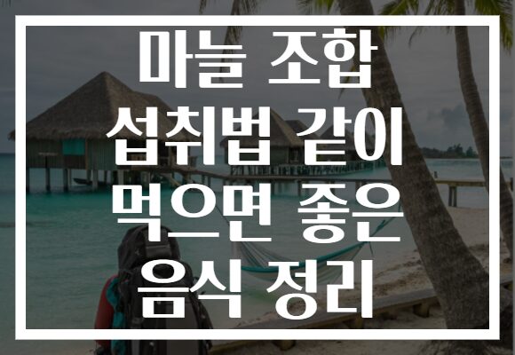 마늘 조합 섭취법 같이 먹으면 좋은 음식 정리