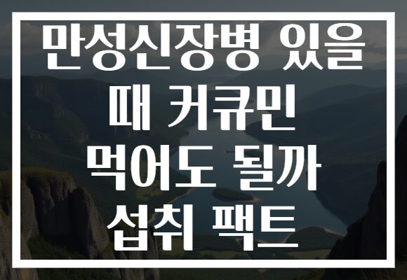 만성신장병 있을 때 커큐민 먹어도 될까 섭취 팩트