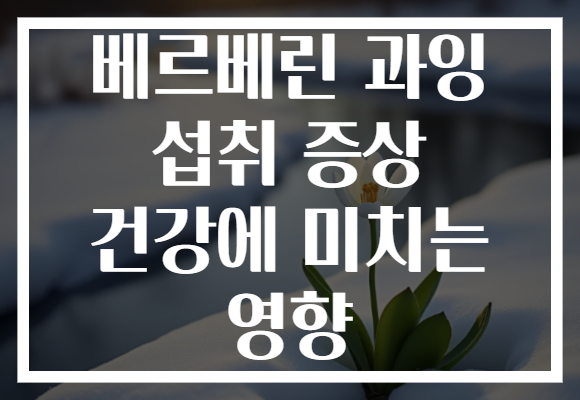 베르베린 과잉 섭취 증상 건강에 미치는 영향