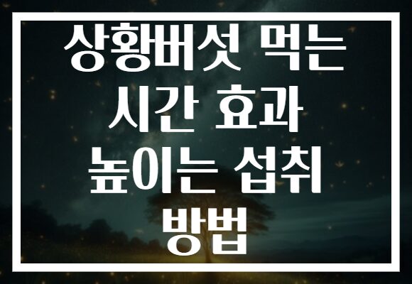 상황버섯 먹는 시간 효과 높이는 섭취 방법