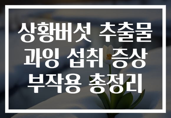 상황버섯 추출물 과잉 섭취 증상 부작용 총정리