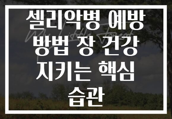 셀리악병 예방 방법 장 건강 지키는 핵심 습관