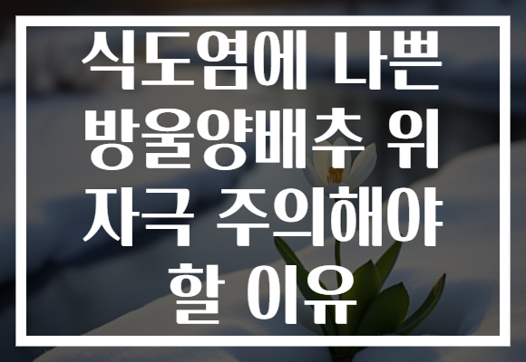 식도염에 나쁜 방울양배추 위 자극 주의해야 할 이유