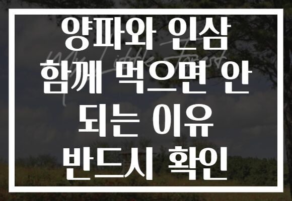 양파와 인삼 함께 먹으면 안 되는 이유 반드시 확인