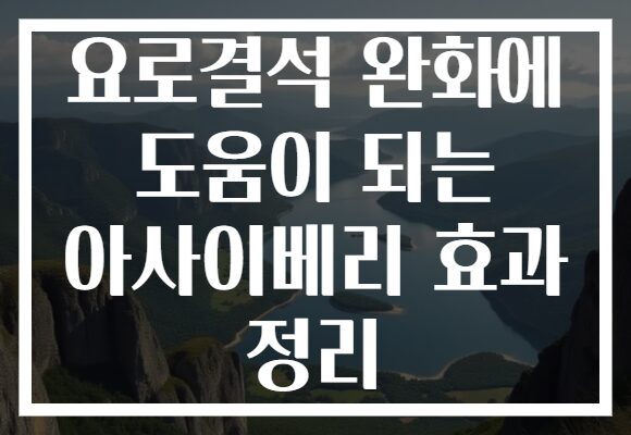 요로결석 완화에 도움이 되는 아사이베리 효과 정리