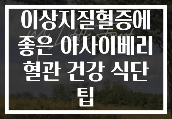 이상지질혈증에 좋은 아사이베리 혈관 건강 식단 팁