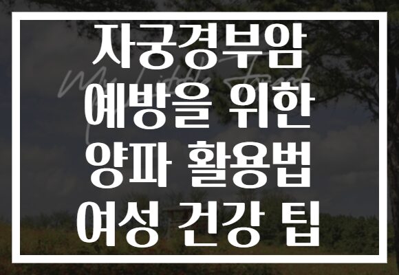 자궁경부암 예방을 위한 양파 활용법 여성 건강 팁