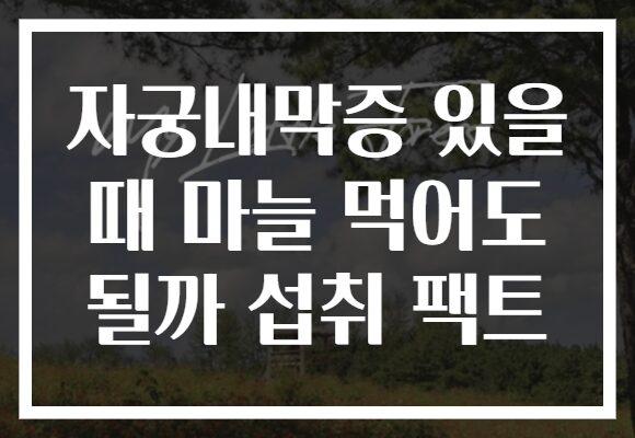 자궁내막증 있을 때 마늘 먹어도 될까 섭취 팩트