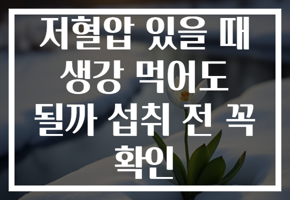 저혈압 있을 때 생강 먹어도 될까 섭취 전 꼭 확인