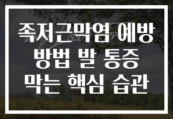 족저근막염 예방 방법 발 통증 막는 핵심 습관