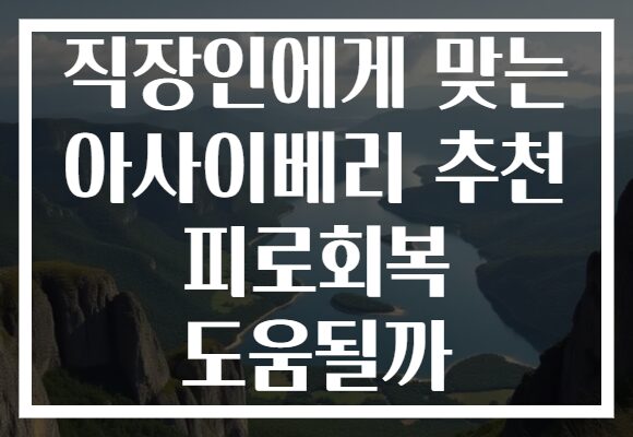 직장인에게 맞는 아사이베리 추천 피로회복 도움될까