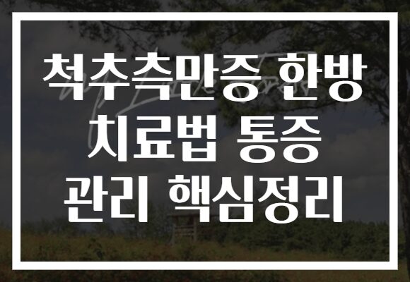 척추측만증 한방 치료법 통증 관리 핵심정리
